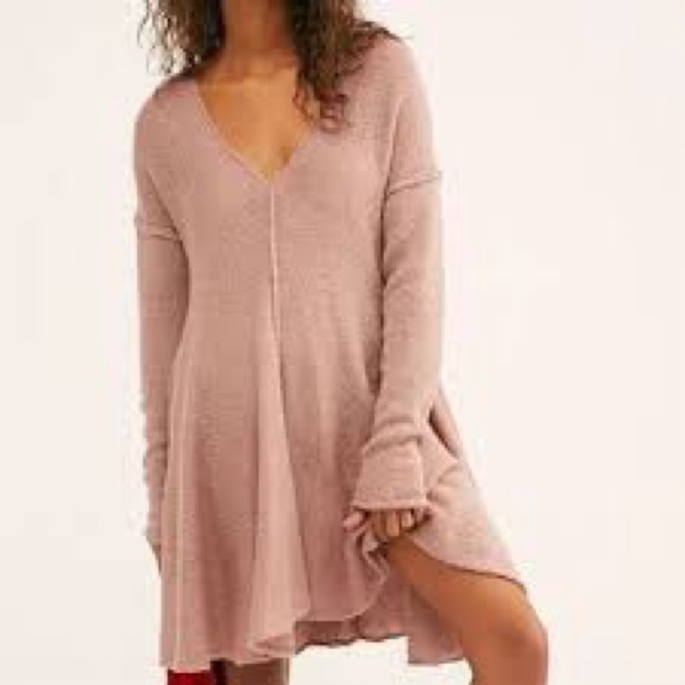 Free People Ladies Dancing In The Forest Sweater. X-small. Mauve pink.
